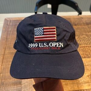 Vtg AHEAD Golf Hat 1999 US Open Pinehurst #2 Putter Boy US Flag Buckle Back Navy